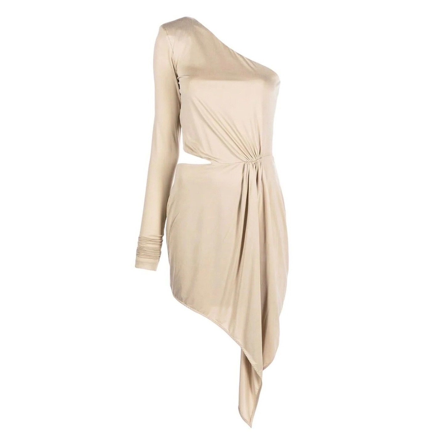 Gauge81 Beige Suani Naked Dress One Shoulder Cutout Asymmetrical Mini Dress Nwt